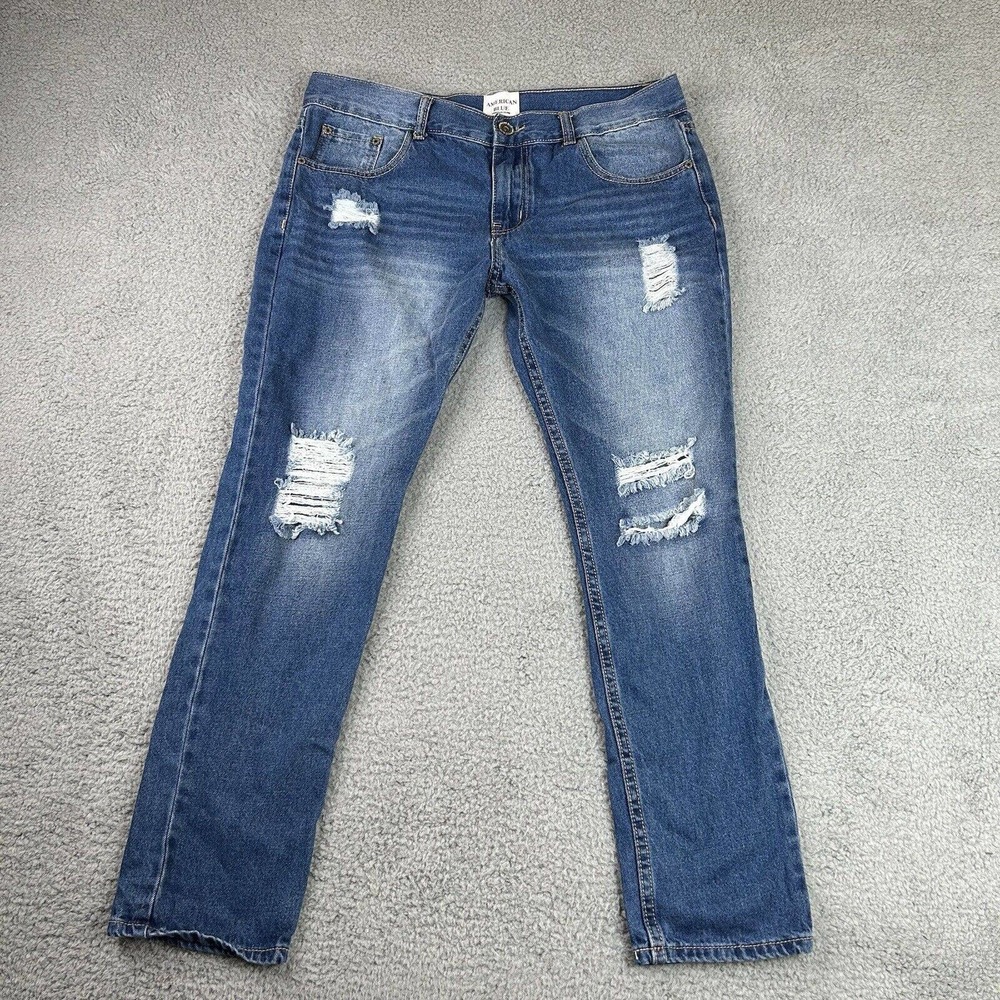 American Blue Jeans Womens 13 Juniors Premium Denim‎ Distressed Mid Rise